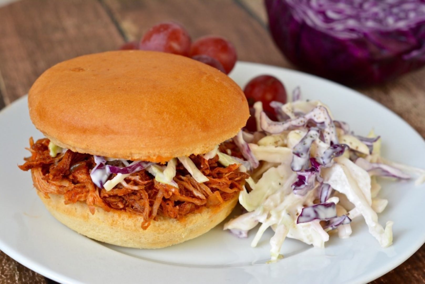 Slow Cooker Pulled Pork Sandwich With Creamy Slaw Three Bakers