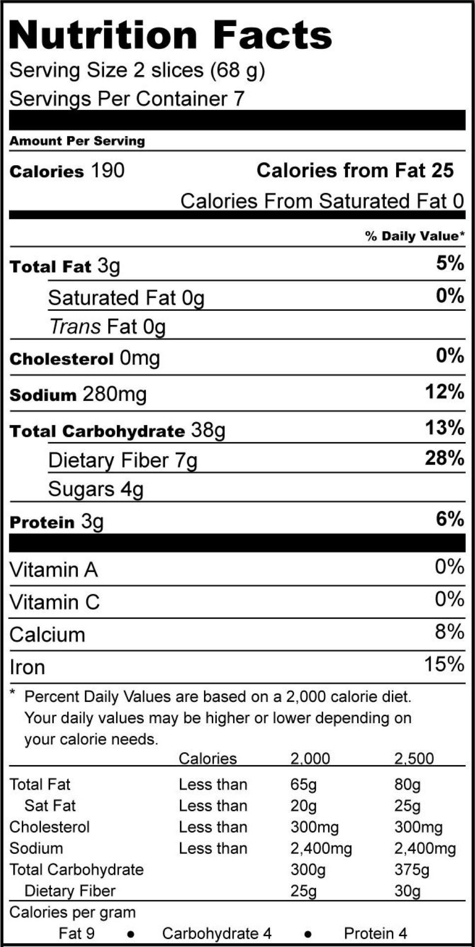 Whole Wheat Bread Nutrition Label | Besto Blog