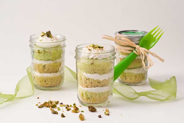 food for celiacs Gluten Free Dairy Free Pistachio Cupcakes in a Jar