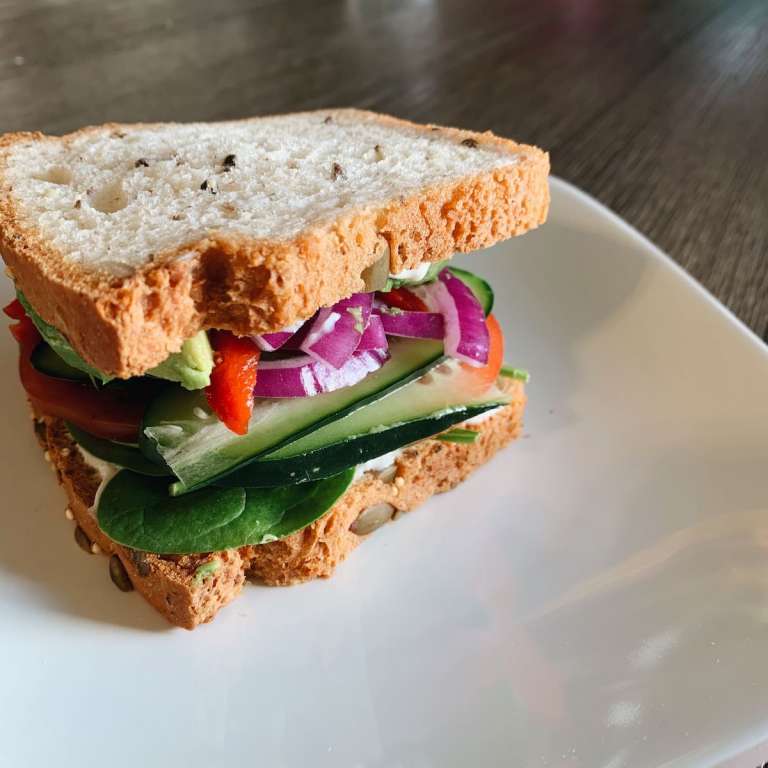 Get Loaded ... on Veggies! Loaded Veggie Sandwich on Gluten-Free Bread ...